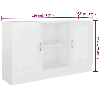 Credenza Bianco Lucido 120x30,5x70 cm in Legno Multistrato - homemem39