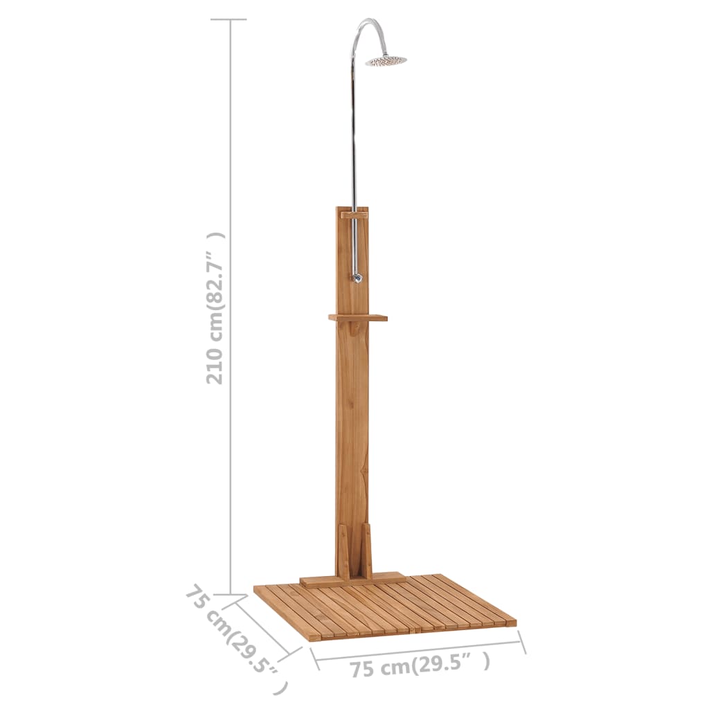 Doccia da Giardino 75x75x210 cm in Legno Massello di Teak - homemem39