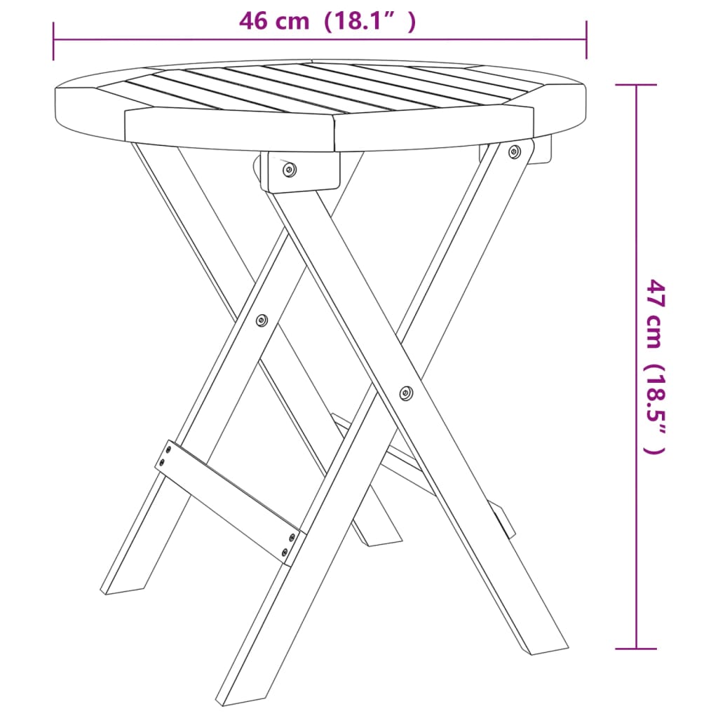 Tavolo da Bistrot Ø46x47 cm in Legno Massello di Acacia - homemem39