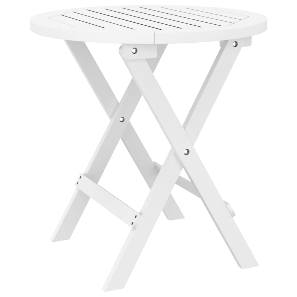 Tavolo da Giardino Pieghevole Bianco Ø 46 cm Massello di Acacia - homemem39