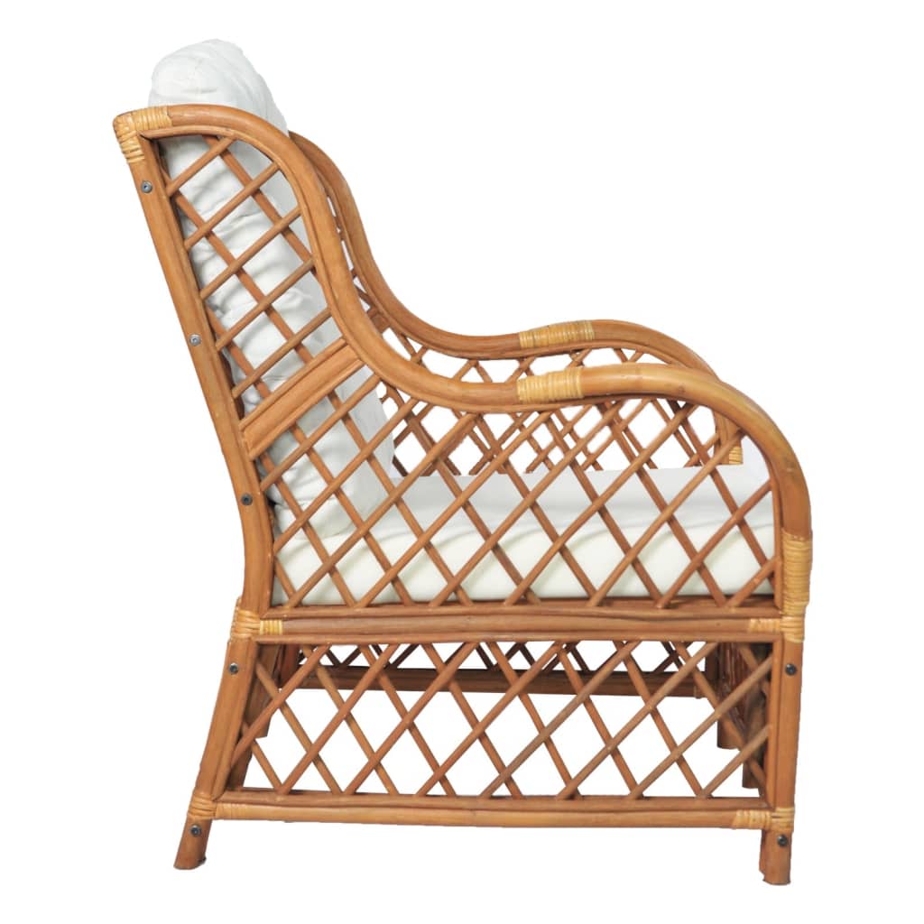 Poltrona con Cuscino Marrone Chiaro in Rattan Naturale e Lino - homemem39