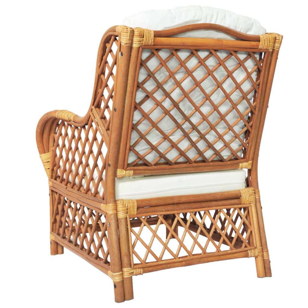 Poltrona con Cuscino Marrone Chiaro in Rattan Naturale e Lino - homemem39