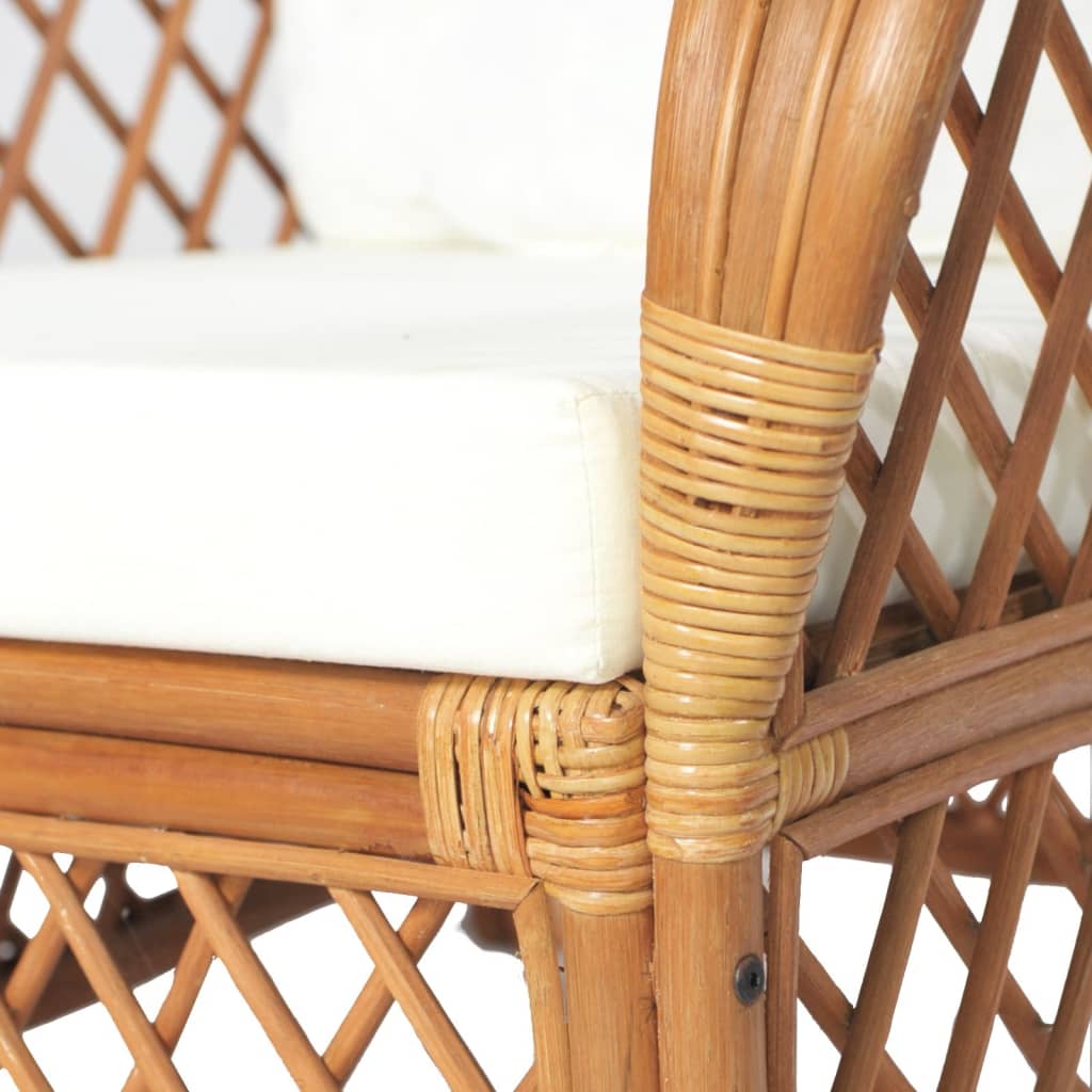 Poltrona con Cuscino Marrone Chiaro in Rattan Naturale e Lino - homemem39