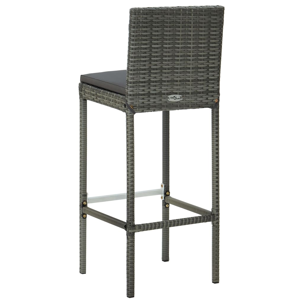 Sgabelli da Bar con Cuscini 2 pz Grigi in Polyrattan - homemem39