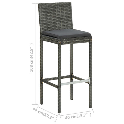 Sgabelli da Bar con Cuscini 2 pz Grigi in Polyrattan - homemem39