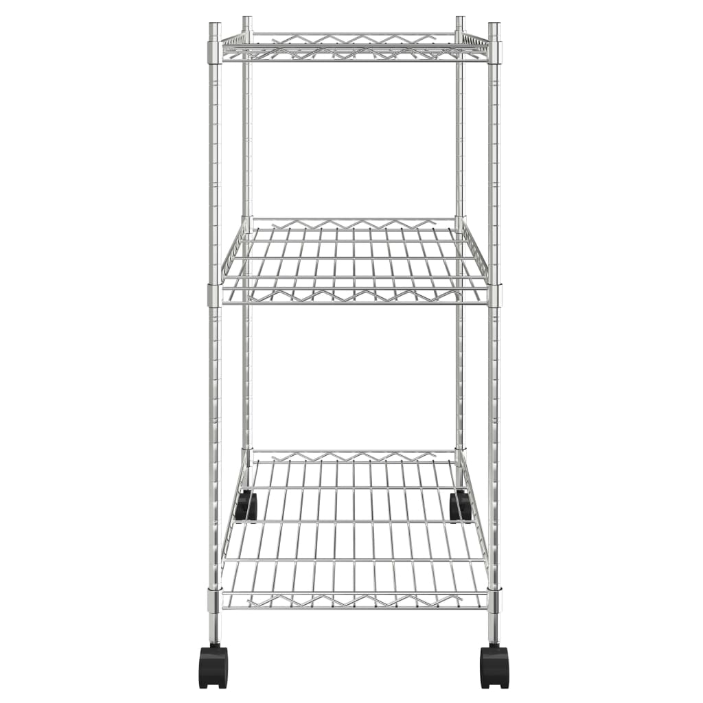 Scaffale a 3 Livelli con Ruote 60x35x81 cm Cromato 150 kg - homemem39