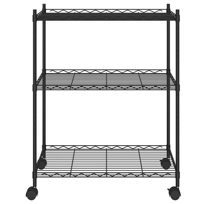 Scaffale a 3 Livelli con Ruote 60x35x81 cm Nero 150 kg - homemem39