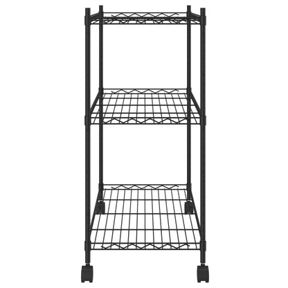 Scaffale a 3 Livelli con Ruote 60x35x81 cm Nero 150 kg - homemem39