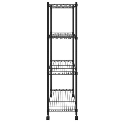 Scaffale a 4 Livelli con Ruote 90x35x142 cm Nero 200 kg - homemem39