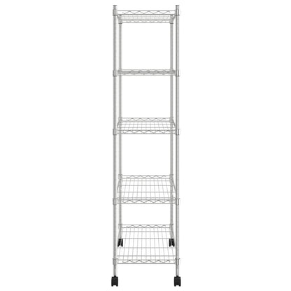 Scaffale a 5 Livelli con Ruote 75x35x155 cm Cromato 250 kg - homemem39