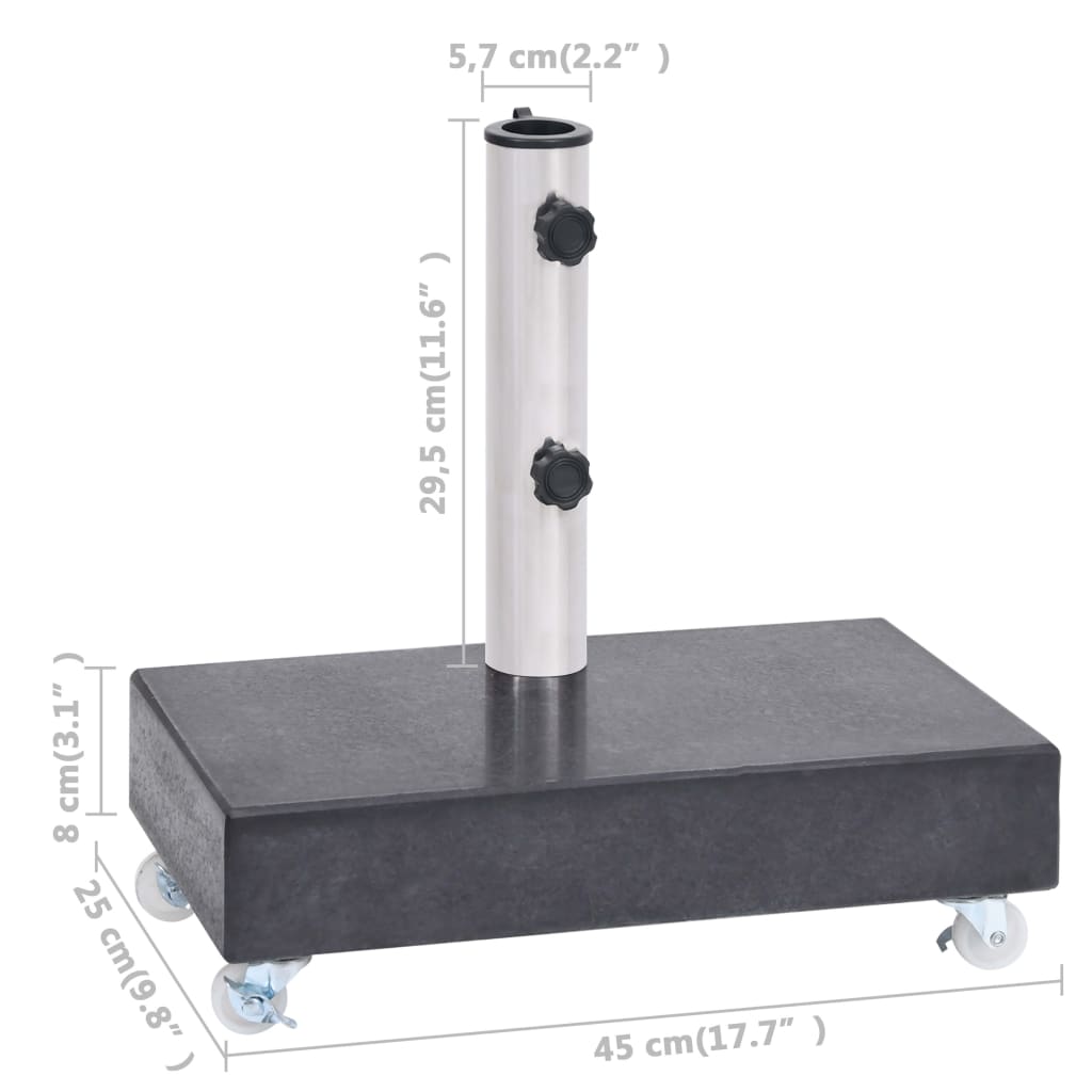 Base per Ombrellone Nera 45x25x8,3 cm in Granito - homemem39