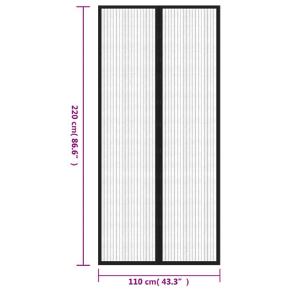 Tende Antimosche 2 pz per Porte con Magneti Nere 220x110 cm - homemem39