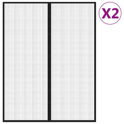 Tende Antimosche 2 pz per Porte con Magneti Nere 230x160 cm - homemem39