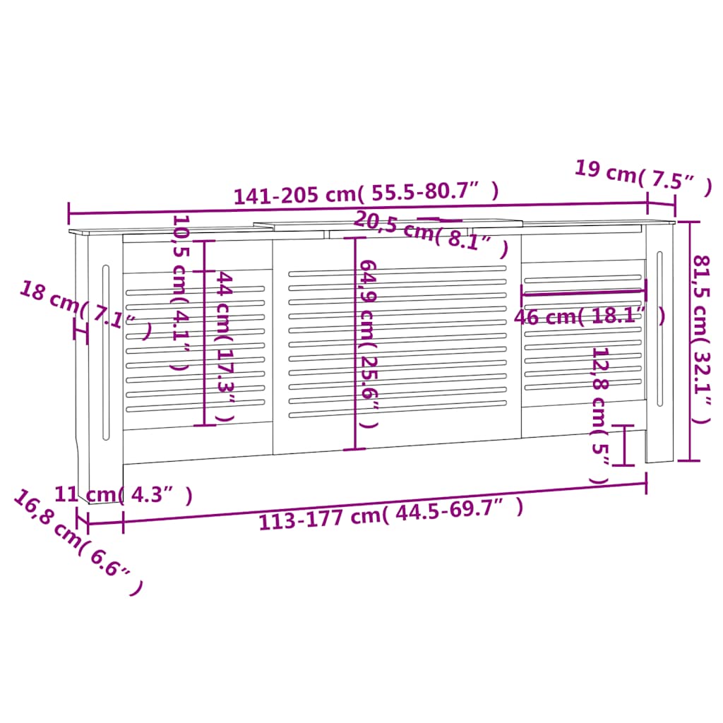 Copertura per Radiatore Bianca in MDF 205 cm - homemem39