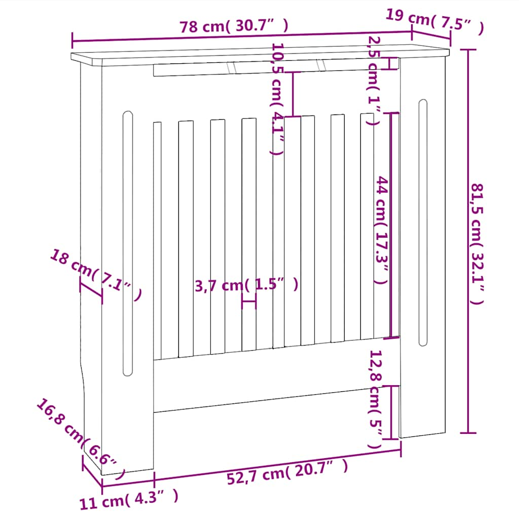 Copertura per Radiatore Bianca in MDF 78 cm - homemem39