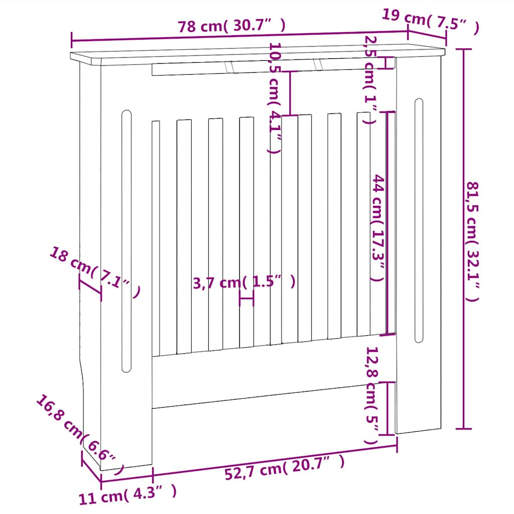 Copertura per Radiatore Grigia in MDF 78 cm - homemem39