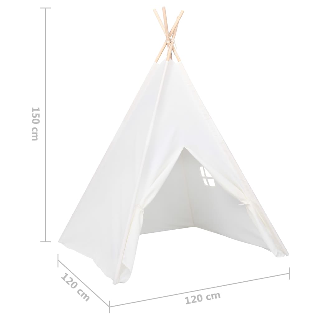 Tenda Tipi Bimbi Borsa Bianco Microfibra Strisce 120x120x150cm - homemem39