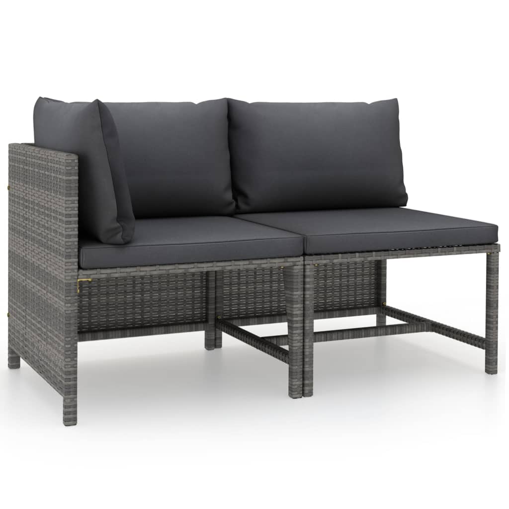 Set Divani da Giardino 2 pz con Cuscini in Polyrattan Grigio - homemem39