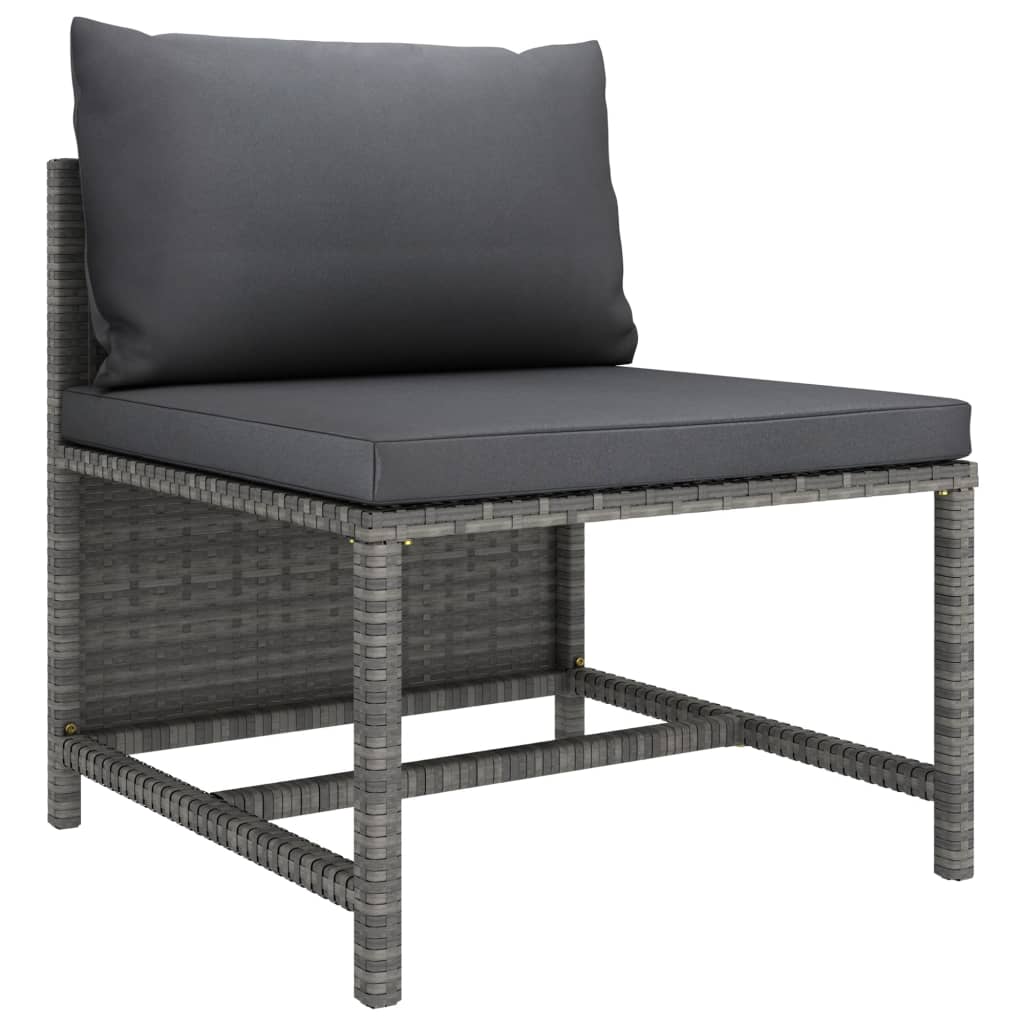 Set Divani da Giardino 2 pz con Cuscini in Polyrattan Grigio - homemem39