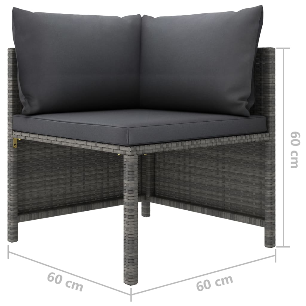 Set Divani da Giardino 2 pz con Cuscini in Polyrattan Grigio - homemem39