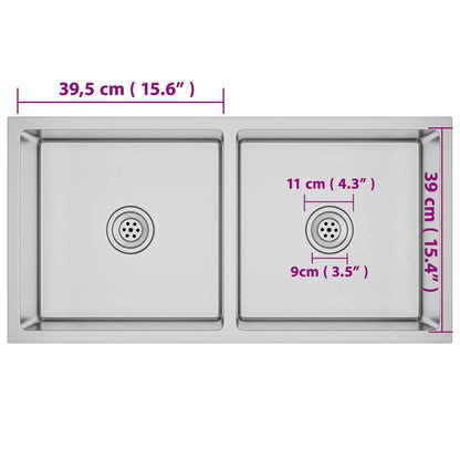 Lavello da Cucina Lavorato a Mano in Acciaio Inox - homemem39