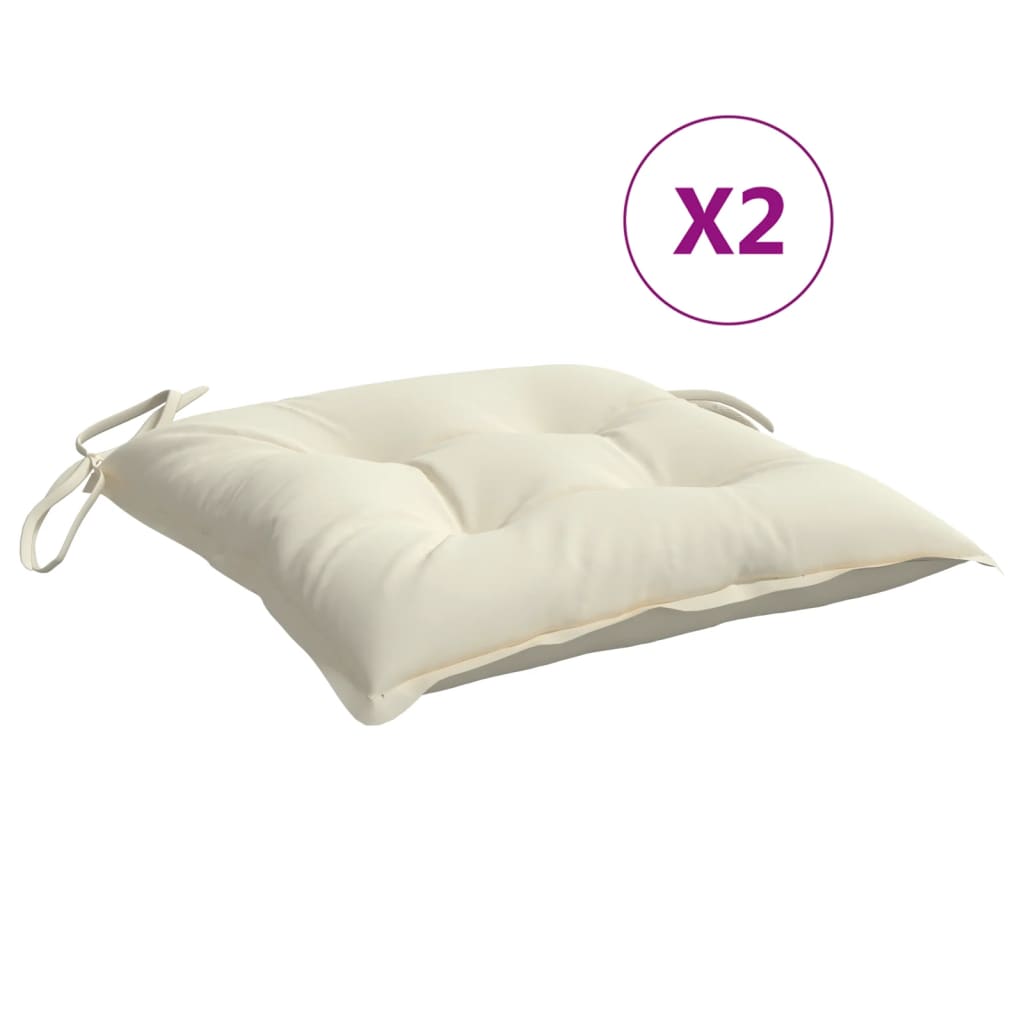 Cuscini per Sedia 2pz Bianco Crema 40x40x7 cm in Tessuto Oxford - homemem39