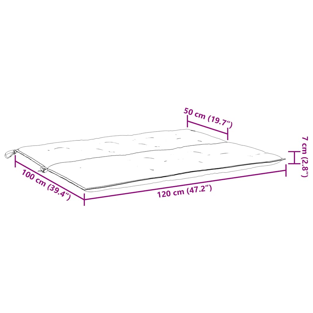 Cuscino per Panca Antracite 120x(50+50)x7cm in Tessuto Oxford - homemem39