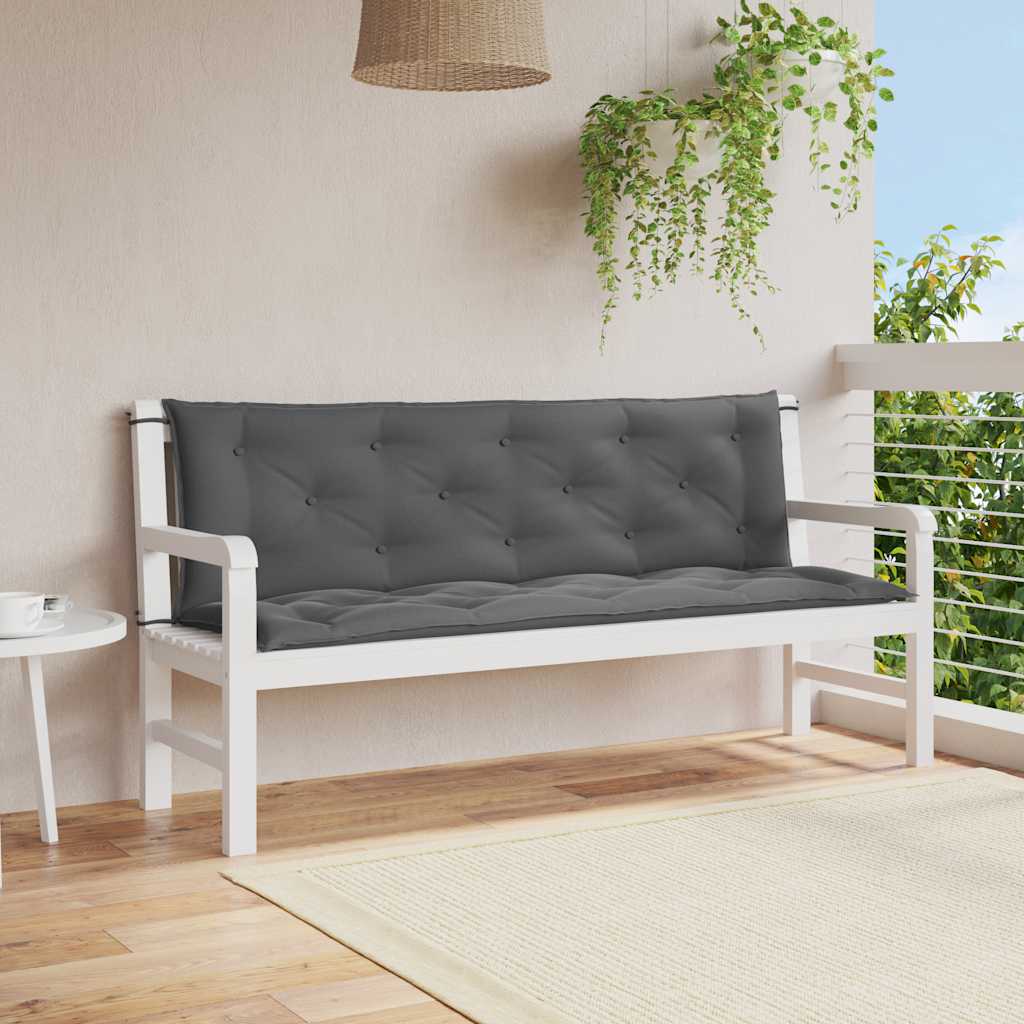 Cuscini Panca Giardino 2pz Antracite 150x50x7cm Tessuto Oxford - homemem39