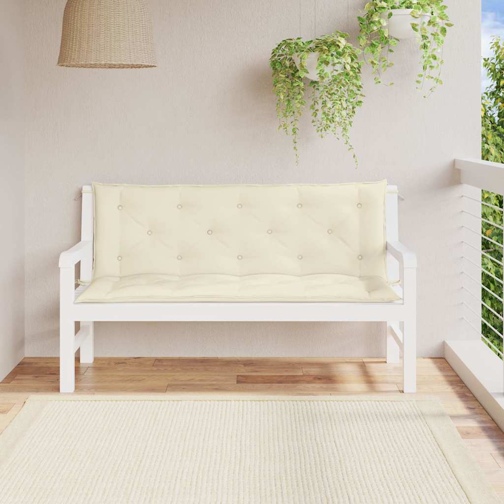 Cuscini Panca Giardino 2pz Bianco Crema 150x50x7 Tessuto Oxford - homemem39