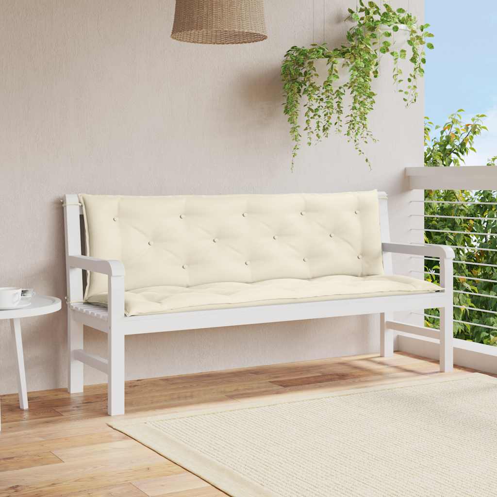 Cuscini Panca Giardino 2pz Bianco Crema 150x50x7 Tessuto Oxford - homemem39