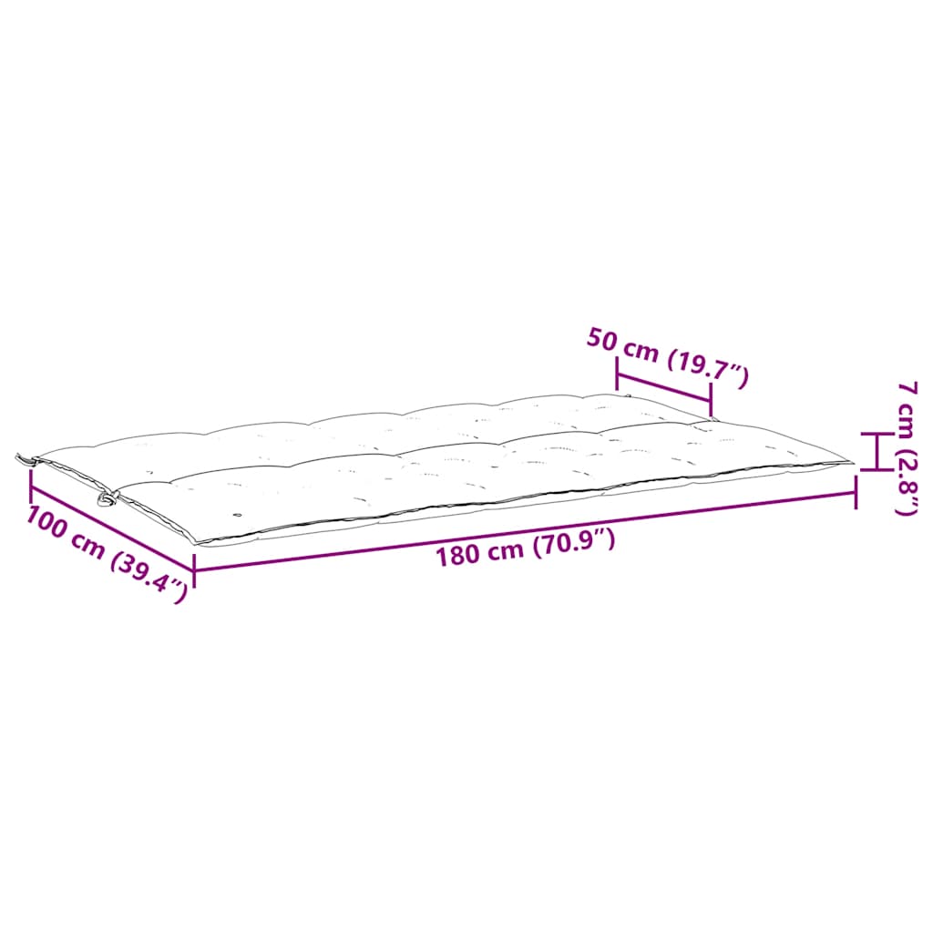 Cuscino per Panca Bianco Crema 180x(50+50)x7 cm Tessuto Oxford - homemem39