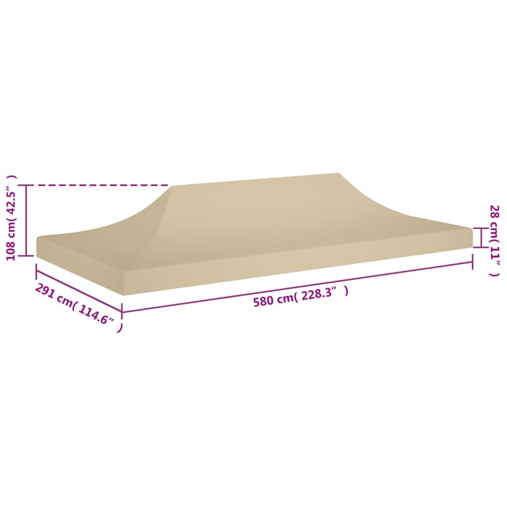 Roof for Party Tent 6x3 m Beige 270 g/m²