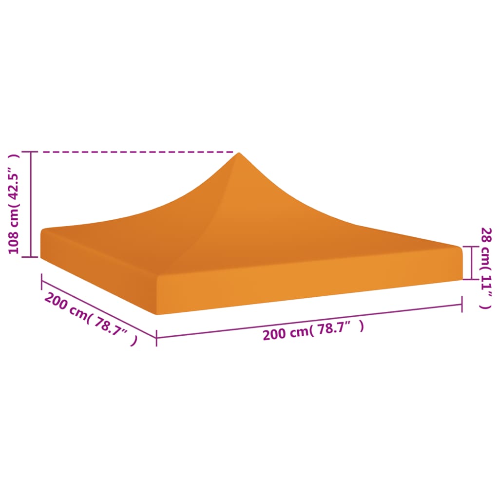 Tetto per Tendone per Feste 2x2 m Arancione 270 g/m² - homemem39