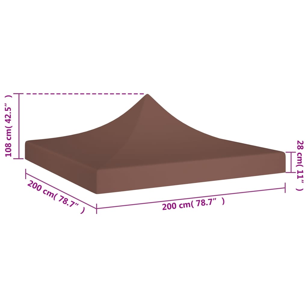 Tetto per Tendone per Feste 2x2 m Marrone 270 g/m² - homemem39