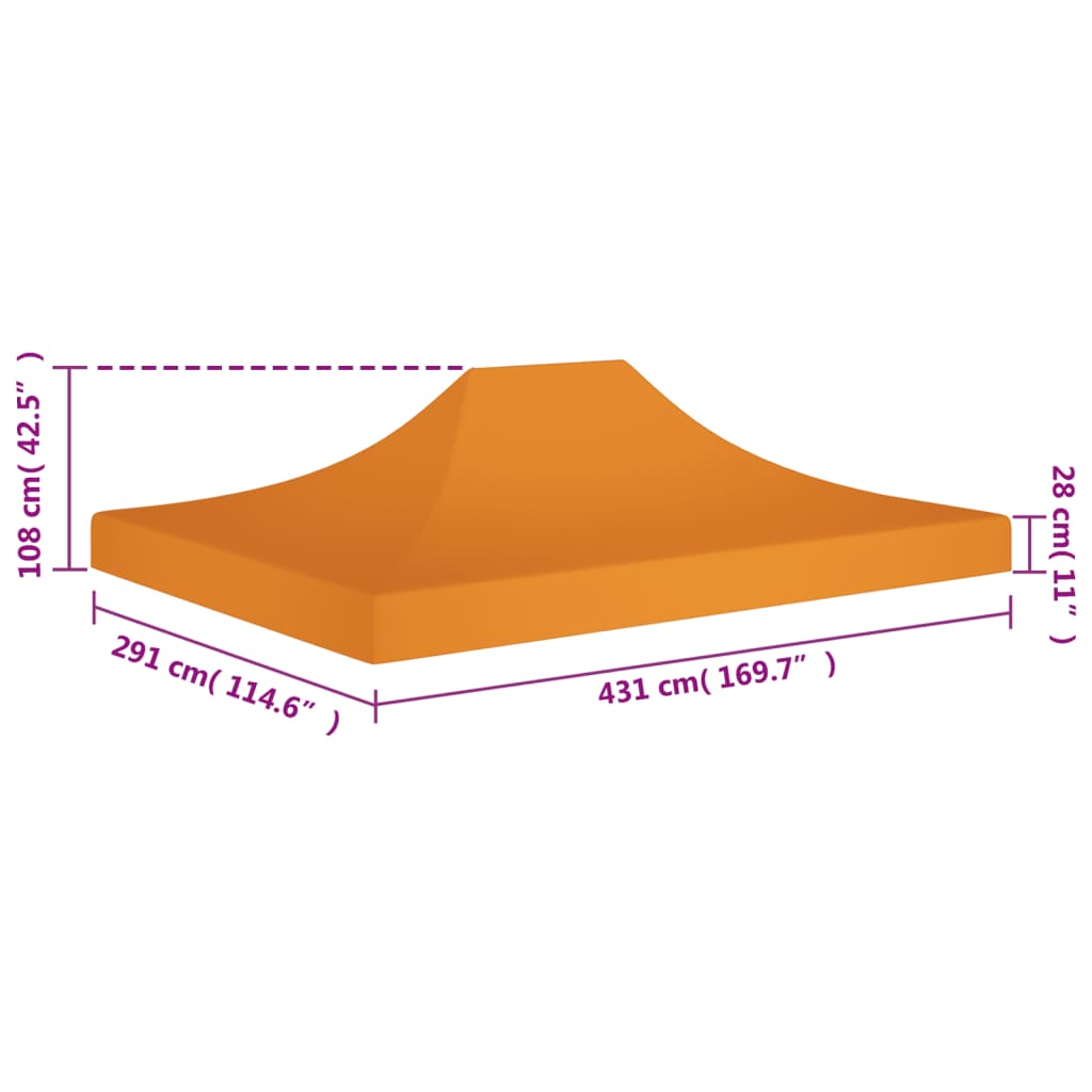 Tetto per Tendone per Feste 4,5x3 m Arancione 270 g/m² - homemem39