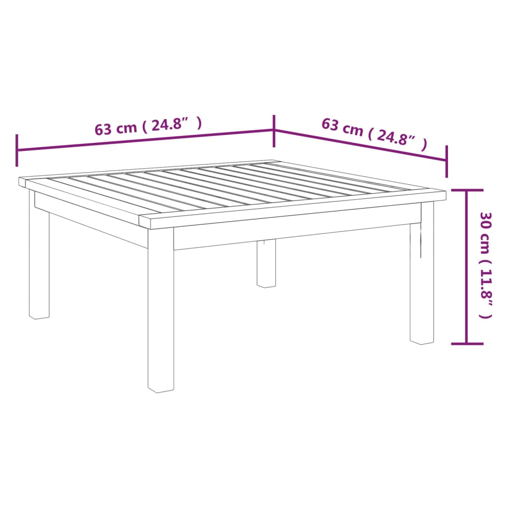 Tavolino da Salotto per Giardino 63x63x30 cm Massello di Acacia - homemem39