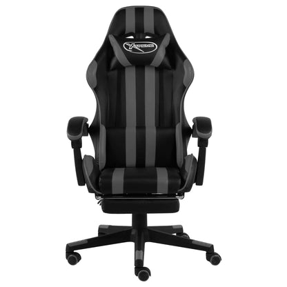 Sedia da Gaming con Poggiapiedi Nero e Grigio in Similpelle - homemem39