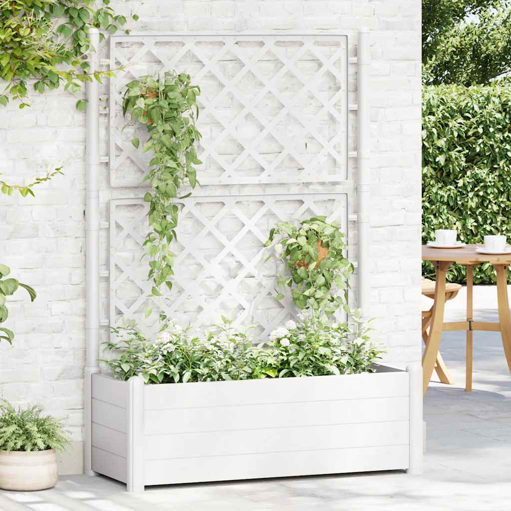 Fioriera da Giardino con Graticcio 100x43x142 cm PP Bianco - homemem39