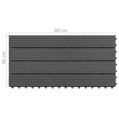 Piastrelle per Decking in WPC 6 pz 60x30 cm 1,08 m² Nere