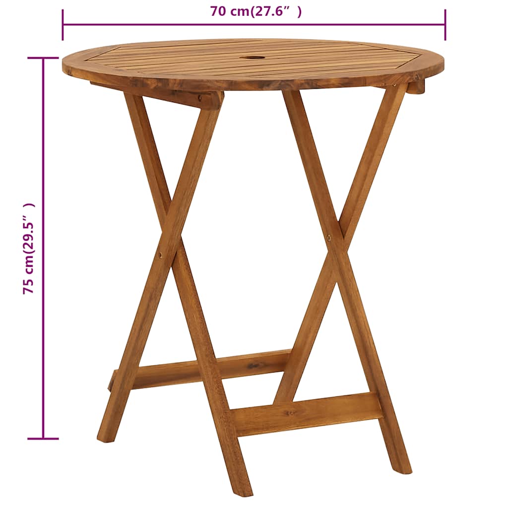 Tavolo da Giardino Pieghevole 70 cm in Massello di Acacia - homemem39