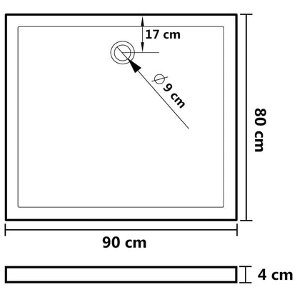 Piatto Doccia in ABS Rettangolare Bianco 80x90 cm - homemem39