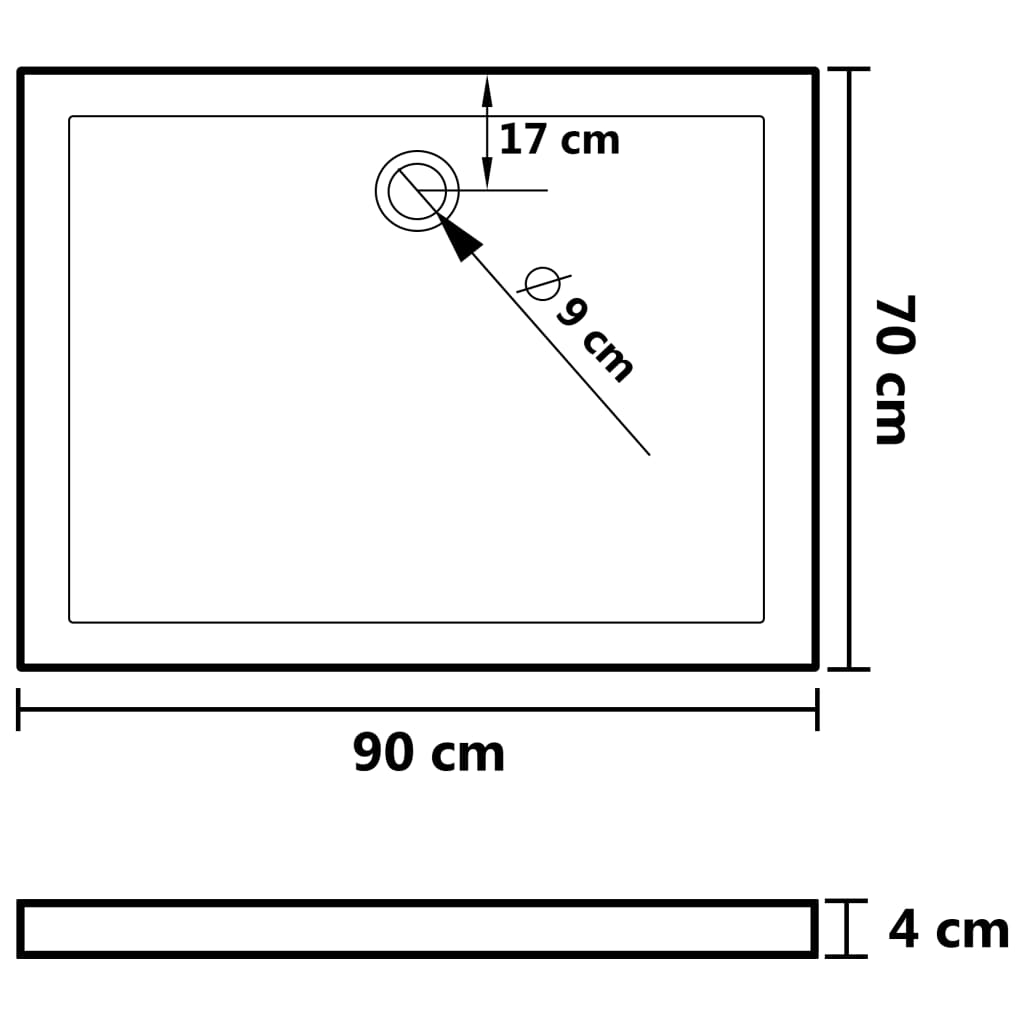 Piatto Doccia in ABS Rettangolare Nero 70x90 cm - homemem39