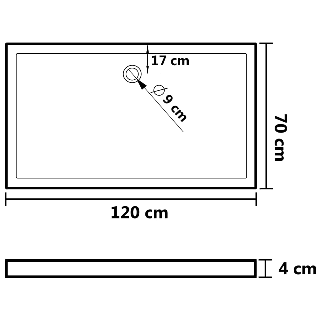 Piatto Doccia in ABS Rettangolare Nero 70x120 cm - homemem39