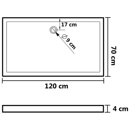 Piatto Doccia in ABS Rettangolare Nero 70x120 cm - homemem39