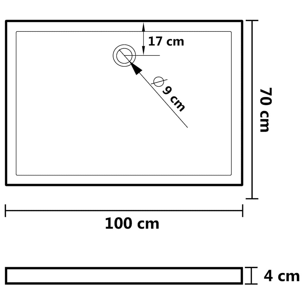 Piatto Doccia in ABS Rettangolare Nero 70x100 cm - homemem39