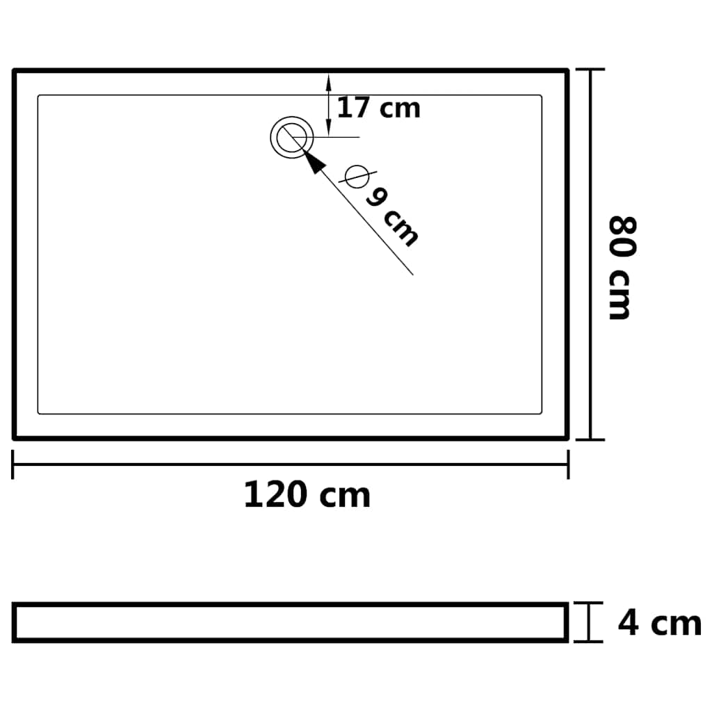 Piatto Doccia in ABS Rettangolare Nero 80x120 cm - homemem39