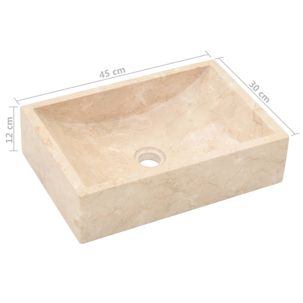 Armadietto da Bagno in Legno di Teak con Lavabi in Marmo Crema - homemem39