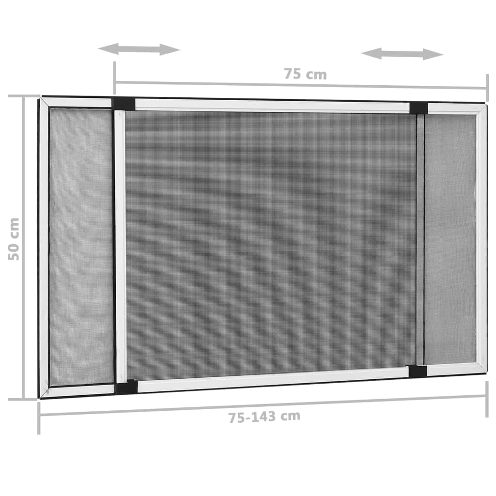 Zanzariera Allungabile per Finestre Bianca (75-143)x50 cm