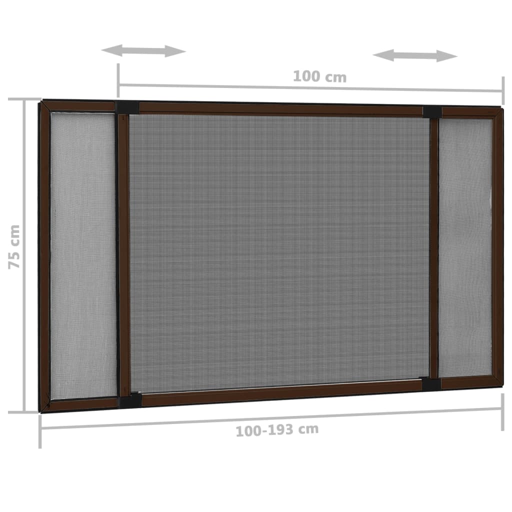 Zanzariera Allungabile per Finestre Marrone (100-193)x75 cm