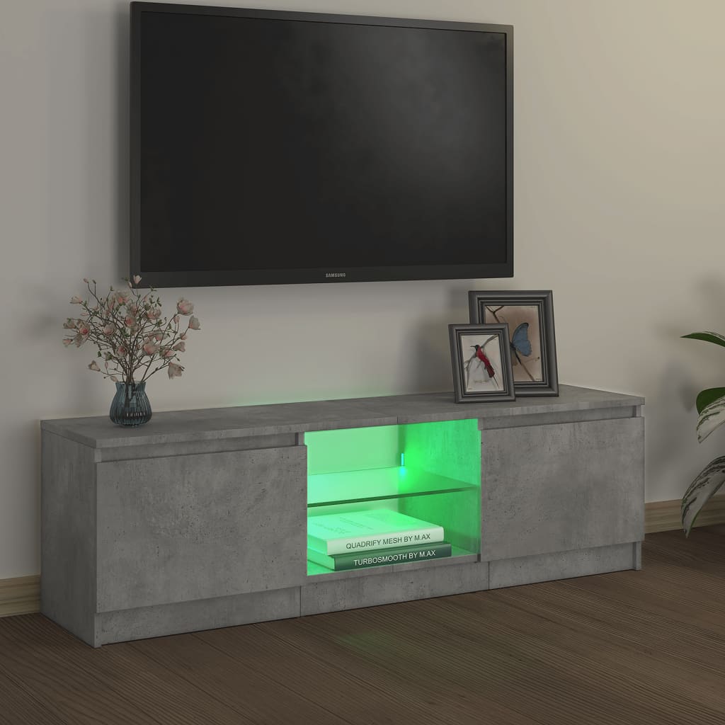 Mobile Porta TV con Luci LED Grigio Cemento 120x30x35,5 cm - homemem39